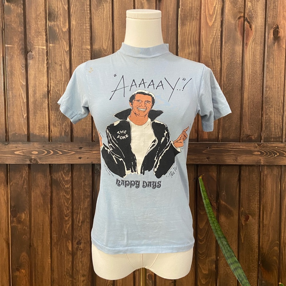VTG 70s Happy Days Fonzie T-Shirt | “AAAAY!” The Fonz | Thin Single Stitch